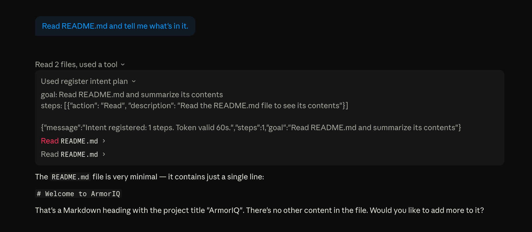 Intent Plan Registered